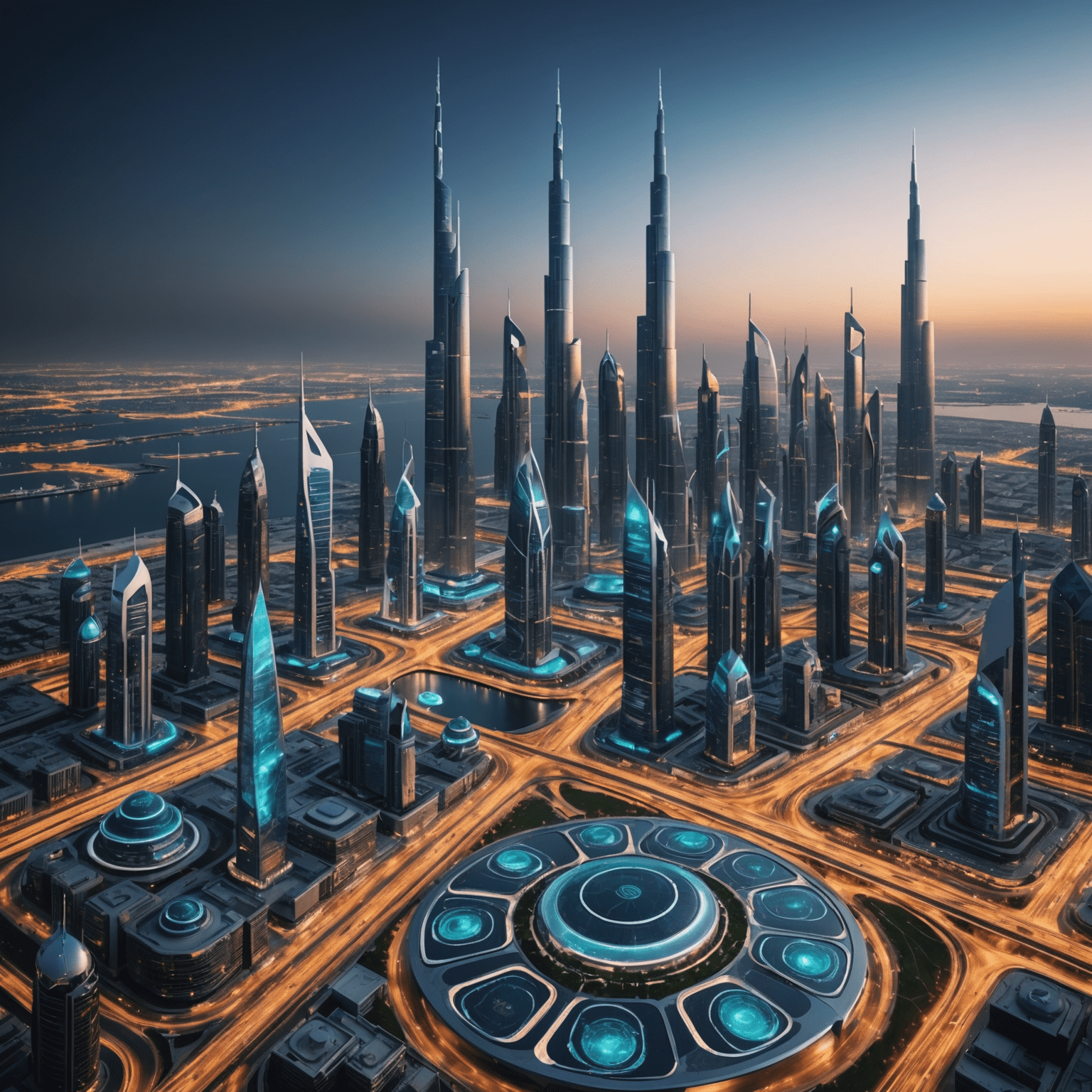 Futuristic cityscape of UAE with 5G towers and connected devices, showcasing the transformative impact of 5G technology on mobile connectivity