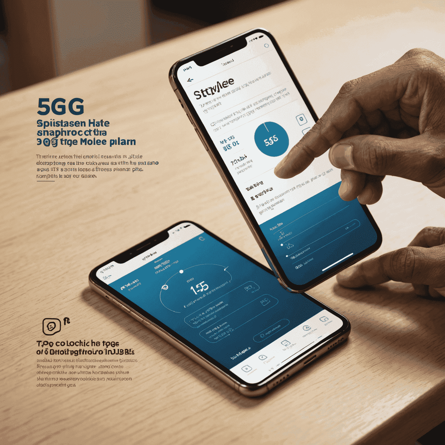 Step-by-step visual guide showing a smartphone screen with the process of topping up a 5G mobile plan in the UAE