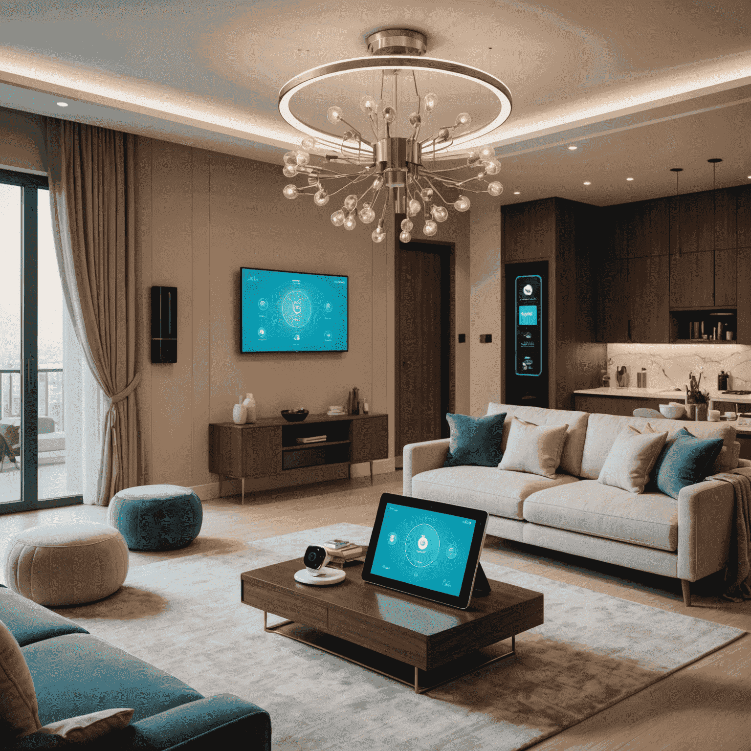 Smart home setup in a UAE residence, showcasing various IoT devices connected through 5G technology